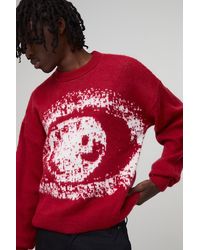 BoohooMAN - Relaxed Boxy Brushed Graphic Eye Jacquard Knitted Sweater - Lyst