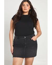 Boohoo - Plus Denim Mini Skirt - Lyst