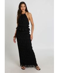 Boohoo - Shirred Chiffon Maxi Column Skirt - Lyst