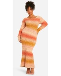 Boohoo - Plus Ombre Fluffy Knit Midaxi Dress - Lyst