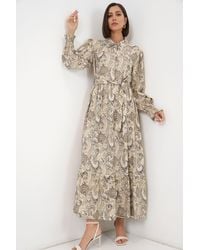 Bigdart - Maxi Shirt Dress With Paisley Print And Belt - Lyst
