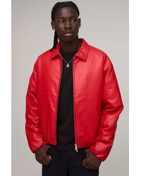 BoohooMAN - Boxy Fit Pu Textured Harrington Jacket - Lyst