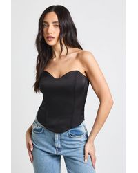 Boohoo - Satin Bandeau Corset Top - Lyst