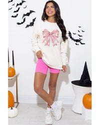 Azura Exchange - Ghost Schleifen Grafik Rundhals-Drop-Shoulder-Sweatshirt - Lyst