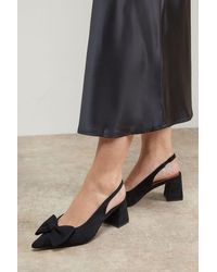 Oasis - Seala Faux Suede Bow Slingback Medium Block Heel Court Shoes - Lyst
