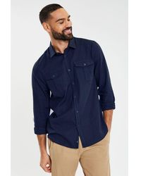 Threadbare - 'Collins' Linen Blend Long Sleeve Shirt With Chest Pockets - Lyst