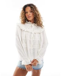 ASOS - Broderie Frill Detail Shirt With Lace Inserts - Lyst