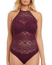 Freya - Ladies Crochet Design Sundance High Neck Swimsuit - Lyst