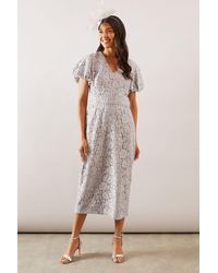 Wallis - Occasion Lace Pencil Midi Dress - Lyst