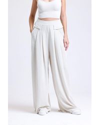 Hiccup - Linen High Waist Pleated Pocket Wide Leg Trousers - Lyst