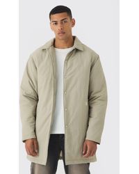 BoohooMAN - Crinkle Longline Trench Coat - Lyst