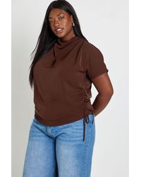 Boohoo - Plus Side Drape Tie Detail Blouse - Lyst