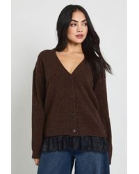 Boohoo - L.Ace Trim Hem Knitted Cardigan - Lyst