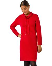 Roman - Ribbed Cowl Neck Jumper Dress - Lyst