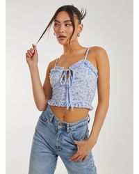 Pink Vanilla - Ditsy Floral Cut Out Strappy Crop Top - Lyst