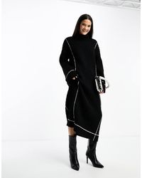 Y.A.S - High Neck Knitted Jumper Midi Dress - Lyst