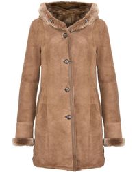 Infinity Leather - Suede Merino Sheepskin Parka Coat-Tripoli - Lyst