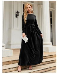 Everyday the Label - Maxi-jurk Met Stropdas Aan De Voorkant En Ronde Hals En Lange Mouwen - Lyst