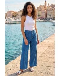 Roman - Petite Stitch Pocket Wide Leg Jeans - Lyst