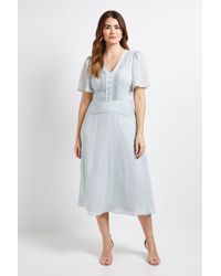 Wallis - Pintuck Detail Button Midi Dress - Lyst