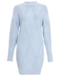 Quiz - Cable Knitted Jumper Mini Dress Viscose - Lyst