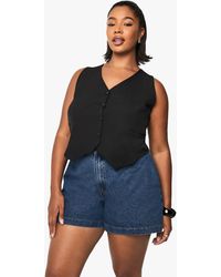 Boohoo - Plus Denim Mom Short - Lyst