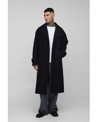 BoohooMAN - Tall Oversized Double Breasted Trench Overcoat - Lyst