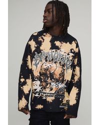 BoohooMAN - Oversized Euphoric Tie Dye Graphic Rhinestone Long Sleeve T-Shirt - Lyst