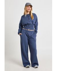 Boohoo - Petite Cinched Waist Button Through Sweatshirt Tracksuit - Lyst