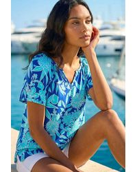 Roman - Textured Print Notch Neck Top - Lyst