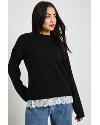 Boohoo - Lace Trim Knitted Jumper - Lyst