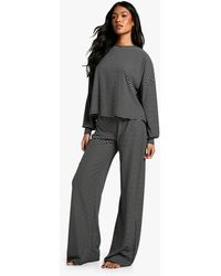 Boohoo - Tall Stripe Jersey Lounge Trouser Pj Set - Lyst