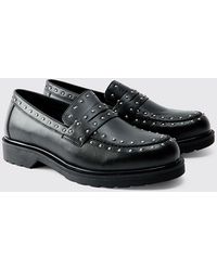 BoohooMAN - Pu Studded Chunky Loafer - Lyst