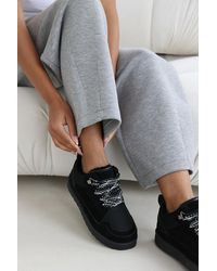 Where's That From - Wheres 'Mireya' Suede Low Top Trainer With Mesh Panel And Faux Fur Lining - Lyst
