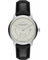 Burberry - Bu10000 Klassische Runde Zifferblatt Schwarzes Leder Herrenuhr - Lyst