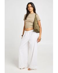 Boohoo - Embroidered Trim Wide Leg Trouser - Lyst