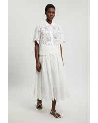 Karen Millen - Cotton Broderie Maxi Skirt - Lyst