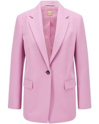 BOSS - Solid Patterned Lapel Collared Blazer - Lyst