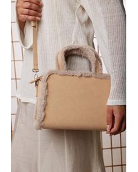 Where's That From - 'Kismet' Borg Trim Tote Bag With Cross Body Strap - Lyst