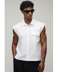 BoohooMAN - Oversized Boxy Extreme Crop Sleeveless Oxford Shirt - Lyst