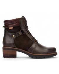Pikolinos - Forest Leather Zip & Lace Up Heel Ankle Boots - Lyst
