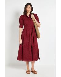 Wallis - Broderie Belted Shirt Dress - Lyst
