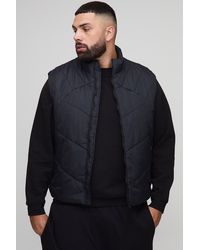 BoohooMAN - Plus Abstract Quilted Funnel Neck Gilet - Lyst
