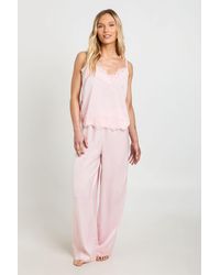 Boohoo - Petite Eyelash Lace Trim Cami & Trouser Pyjama Set - Lyst