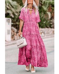 Azura Exchange - Boho Paisley Print Ruffle Tiered Maxi Dress - Lyst