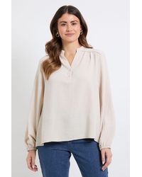 Wallis - Scallop Trim Gathered Raglan Top - Lyst