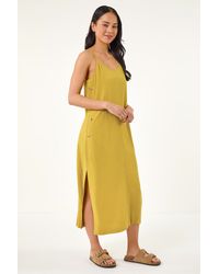 Roman - Petite Side Button Linen Blend Dress - Lyst