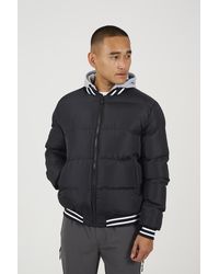 Brave Soul - Padded Varsity Style Jacket With Detachable Hood - Lyst
