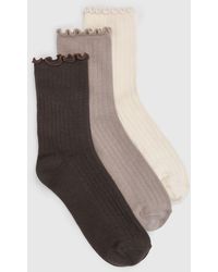 Boohoo - Ribbed Frilled Trim Socks 3 Pack - Lyst