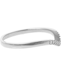 The Jewellery Stockroom - Sterling Pave Set Cubic Zirconia Wishbone Ring - Lyst